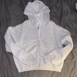 🩶 Skims Cropped Gray Zip-Up Hoodie